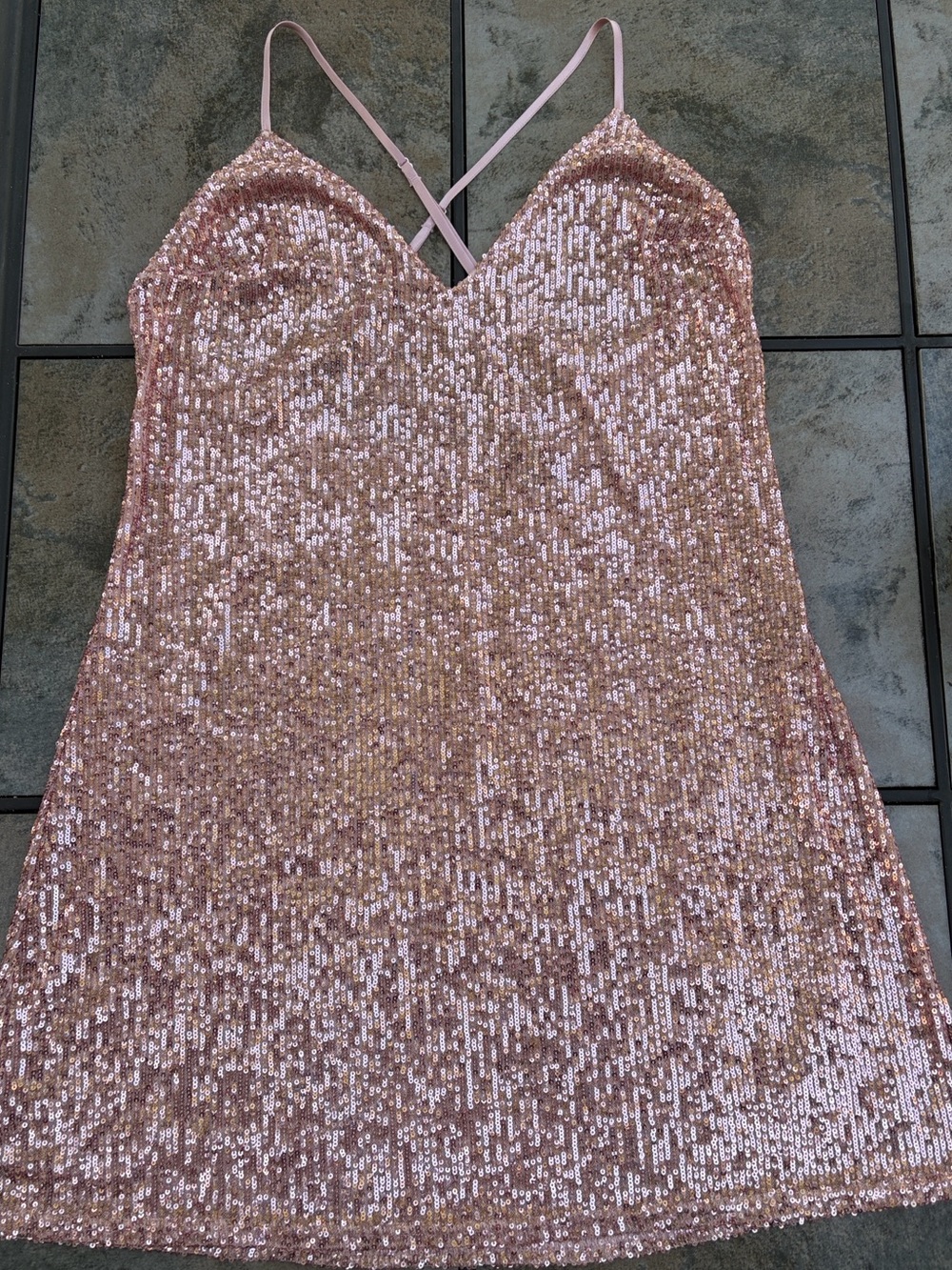 Victoria's Secret Rose Pink Sequin Strapless Slip Dress